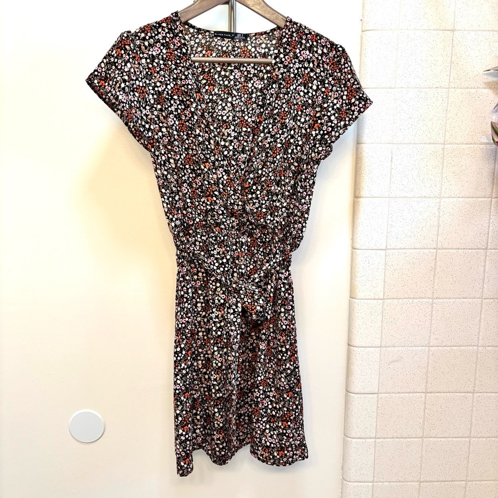 Black Tape Mini Dress Ditsy Floral Size Small Romantic Cottagecore Rodeo Cowgirl